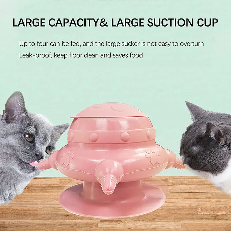 Pink silicone pet nursing device with breast-shaped milk bowl and pacifiers for feeding puppies and kittens
