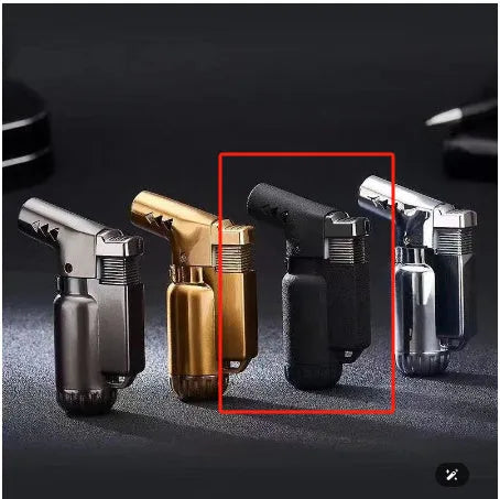 HB805-1 full metal windproof punch lighter in black, gold, gray, or silver finish