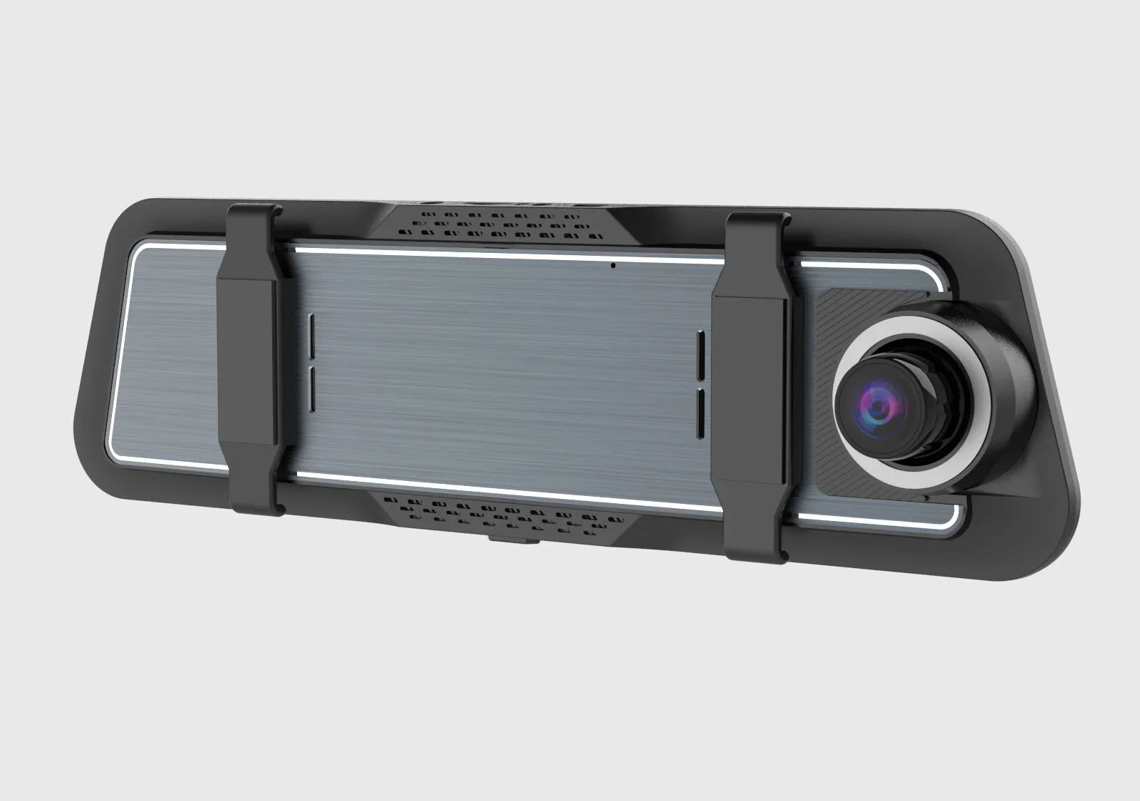9.66 inch touch screen dual-lens driving recorder with rearview mirror mount