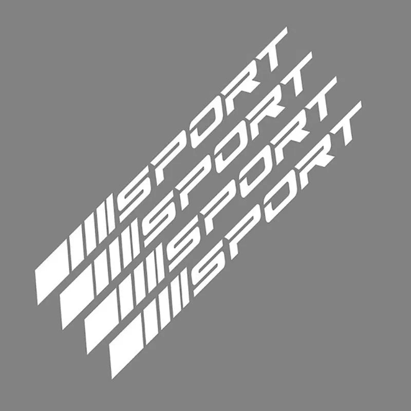 Hollow pattern sports design car rim stickers in black, red, and white colours