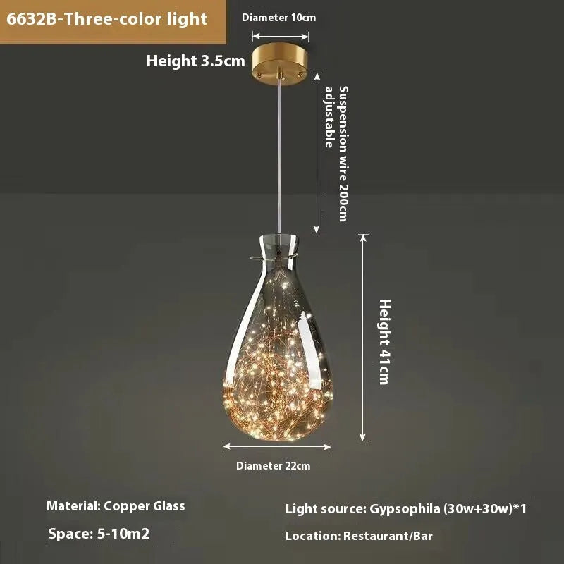 Modern simple luxury glass chandelier ceiling lamp with adjustable drop