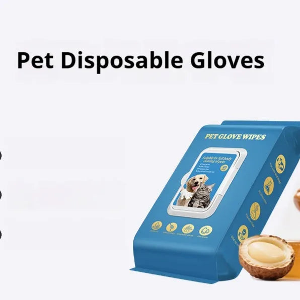 Pack of disposable pet gloves for dog and cat grooming and bath cleaning supplies