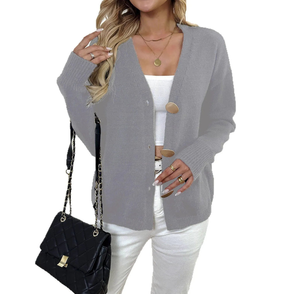 Grey deer plush women's long sleeve coat with princess sleeves and an irregular streetwear cut.