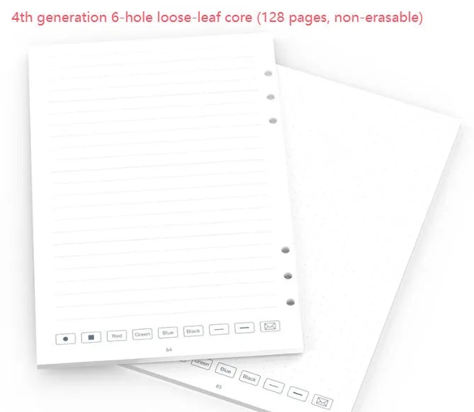 Loose leaf spiral notebook core replacement pack with paper and metal-core pen refills
