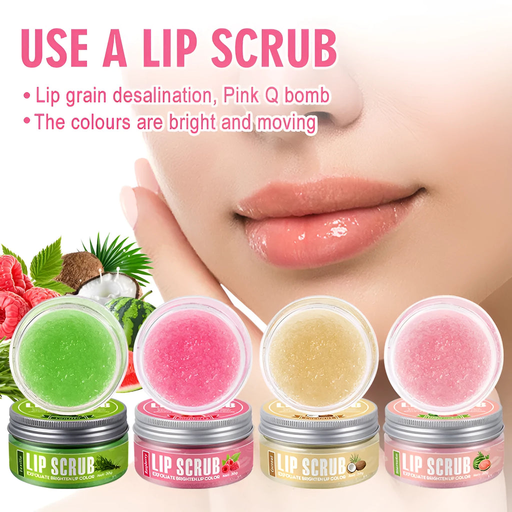 Amatoni lip scrub cream pot in choice of coconut, raspberry, vanilla or watermelon flavour, 30g size