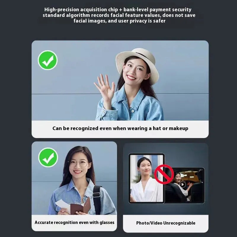 F7 model smart door lock with face recognition camera, fingerprint sensor, and keypad on aluminium alloy surface.