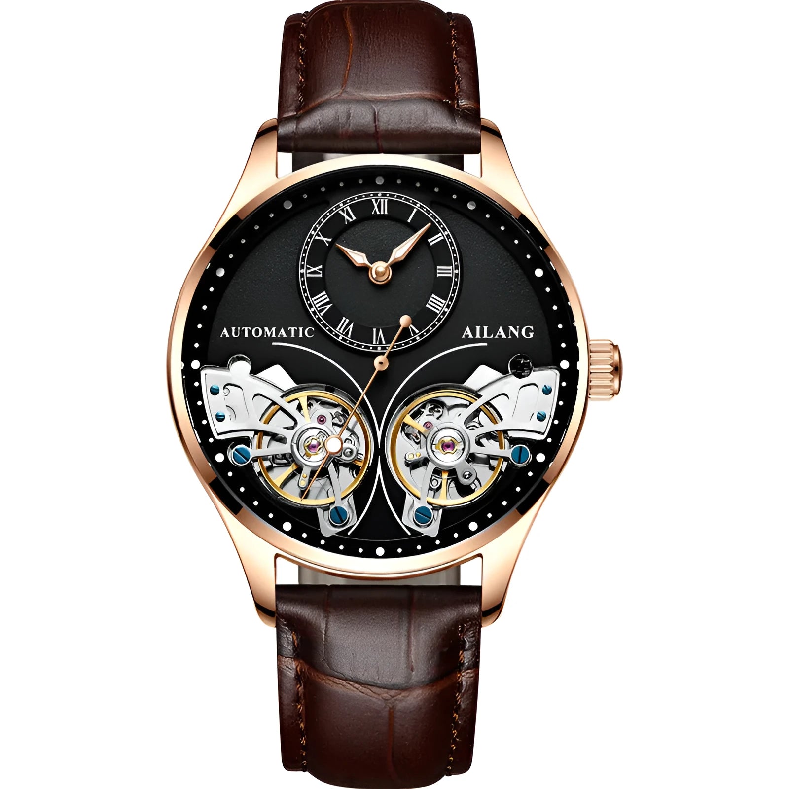 Seiko automatic men's watch with titanium case, tourbillon and moon phase complications on round face