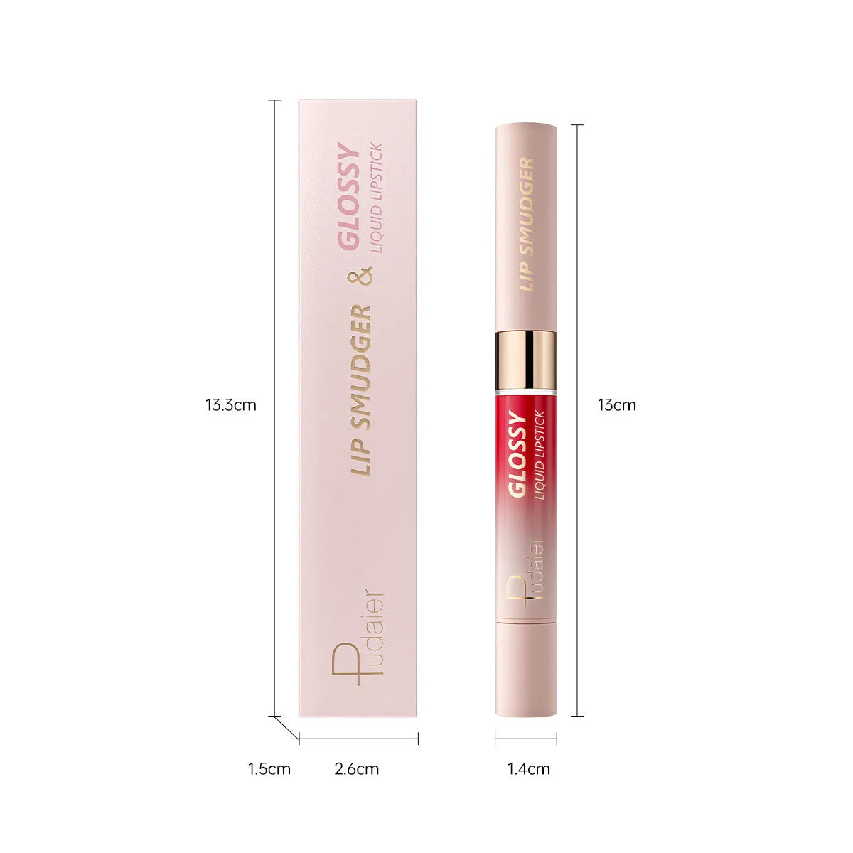 Double-headed lipstick lip gloss with matte finish showing 10 different colour options numbered 01 through 10