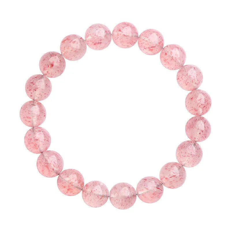 Natural white water strawberry quartz crystal bracelet with geometric cut beads
