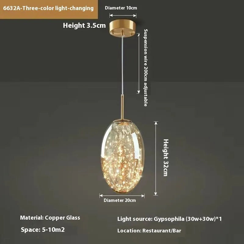 Modern simple luxury glass chandelier ceiling lamp with adjustable drop