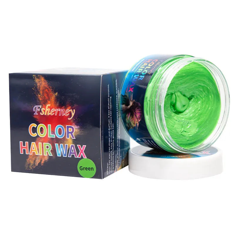 120g hair styling clay pot in one of nine colours: white, orange, red, yellow, blue, green, purple, rose, or granny grey