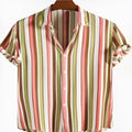 Men's digital print short sleeved shirt in Colour 1 showing contemporary printed design on lightweight polyester fabric