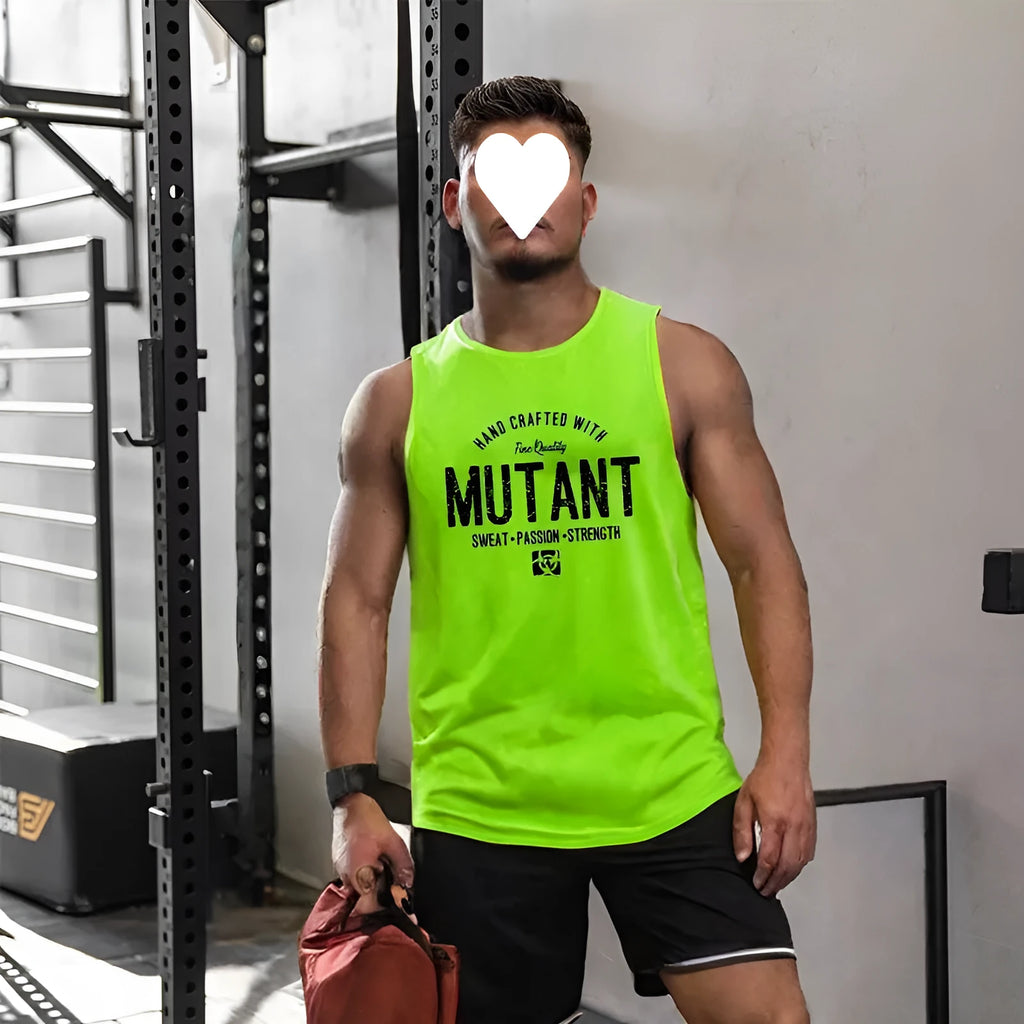 Men's loose training sleeveless shirt vest in multiple colour options including dark blue with yellow mark and red semicircle designs