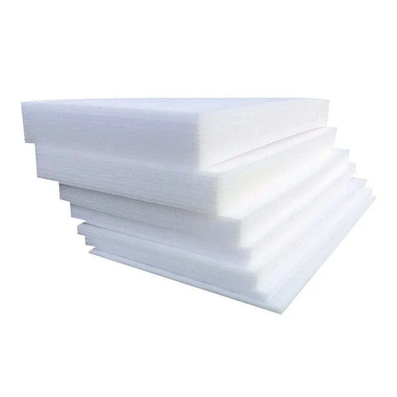 Large white rectangular EPE pearl cotton foam board showing thickness edge.