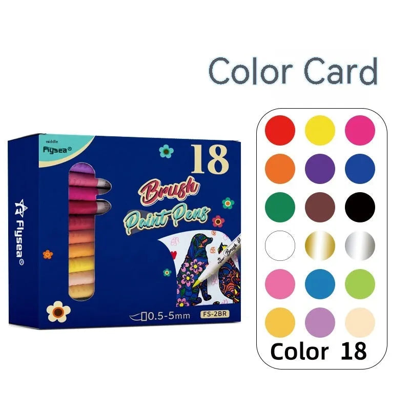 Soft head gouache pen set with pressure-free acrylic ink for hand painting and crafts