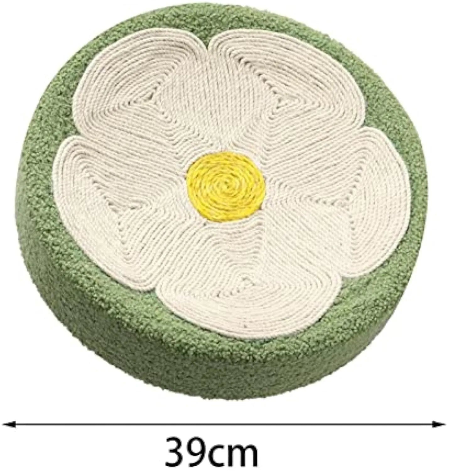 Green round sisal cat scratcher bowl lounge bed with deep bowl design for scratching and sleeping
