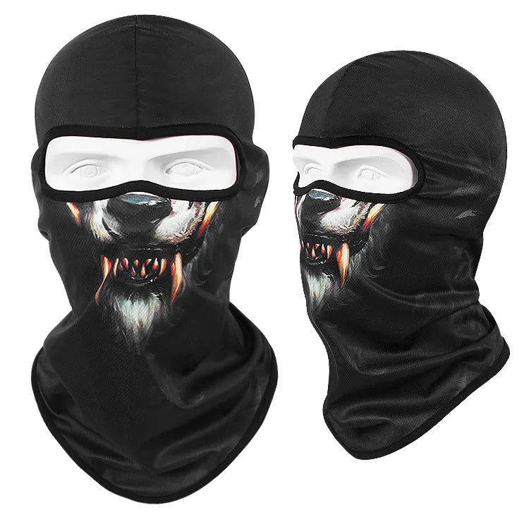 Motorcycle breathable skull sun mask with Bakool silk fabric in 36*29 cm size