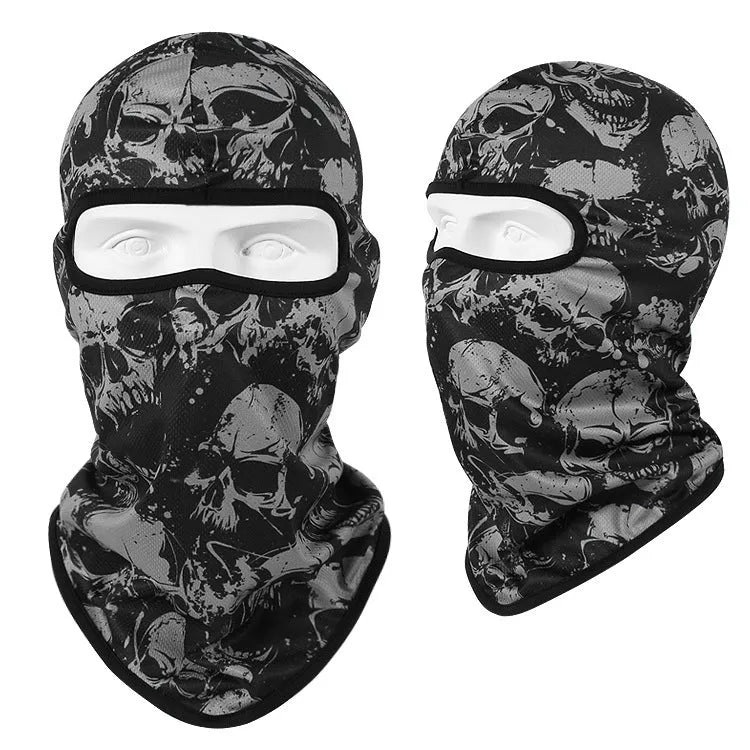 Motorcycle breathable skull sun mask with Bakool silk fabric in 36*29 cm size