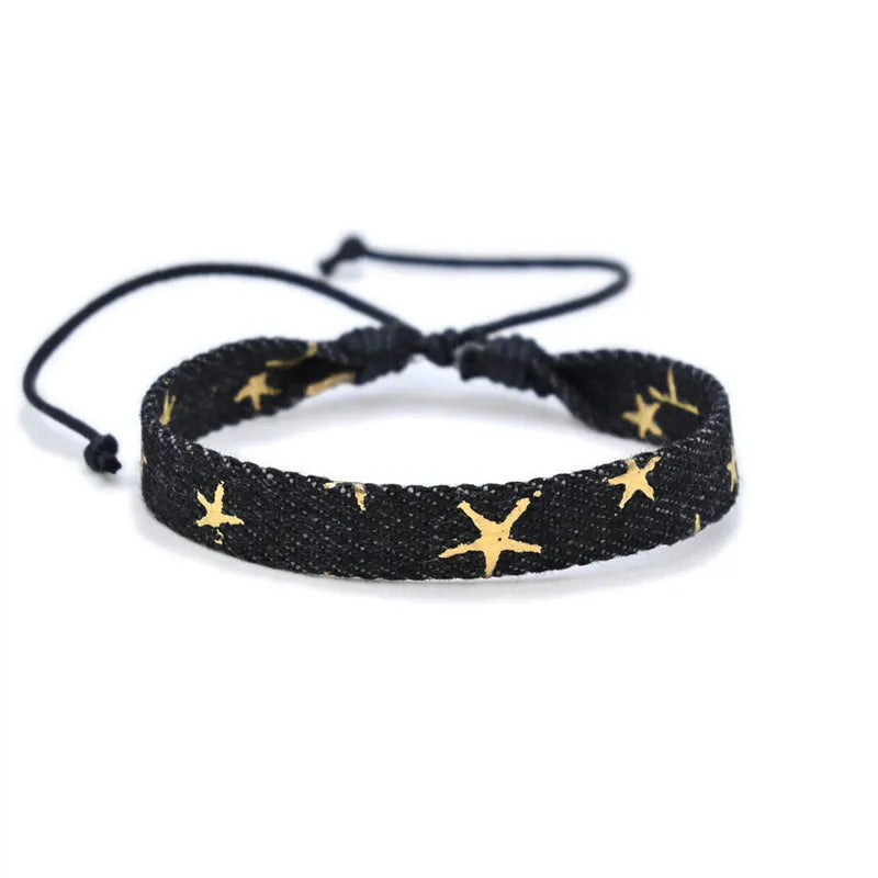 Denim fabric bracelet carrying strap in national style with cute design