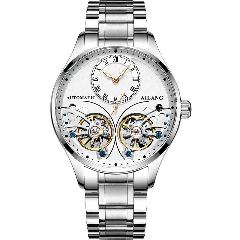 Seiko automatic men's watch with titanium case, tourbillon and moon phase complications on round face
