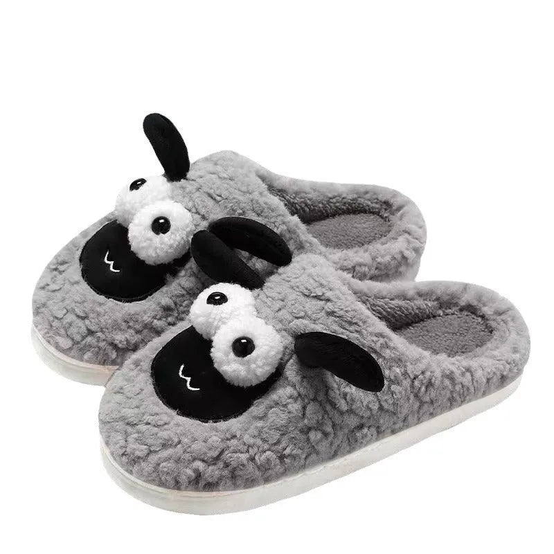 Lamb thermal cotton slip-on slippers in suede upper with sewn PVC sole