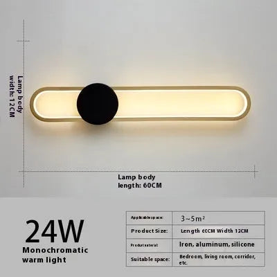 Modern minimalist iron wall lamp with 60cm diameter and warm LED light