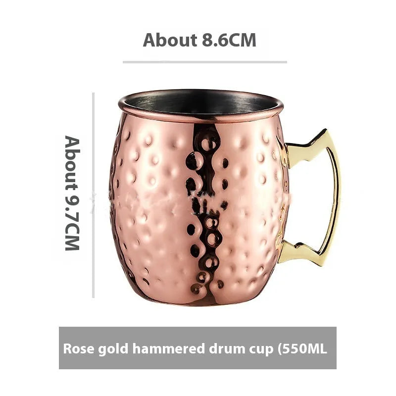 Stainless steel Moscow Mule cocktail glass with copper plating in multiple colour options