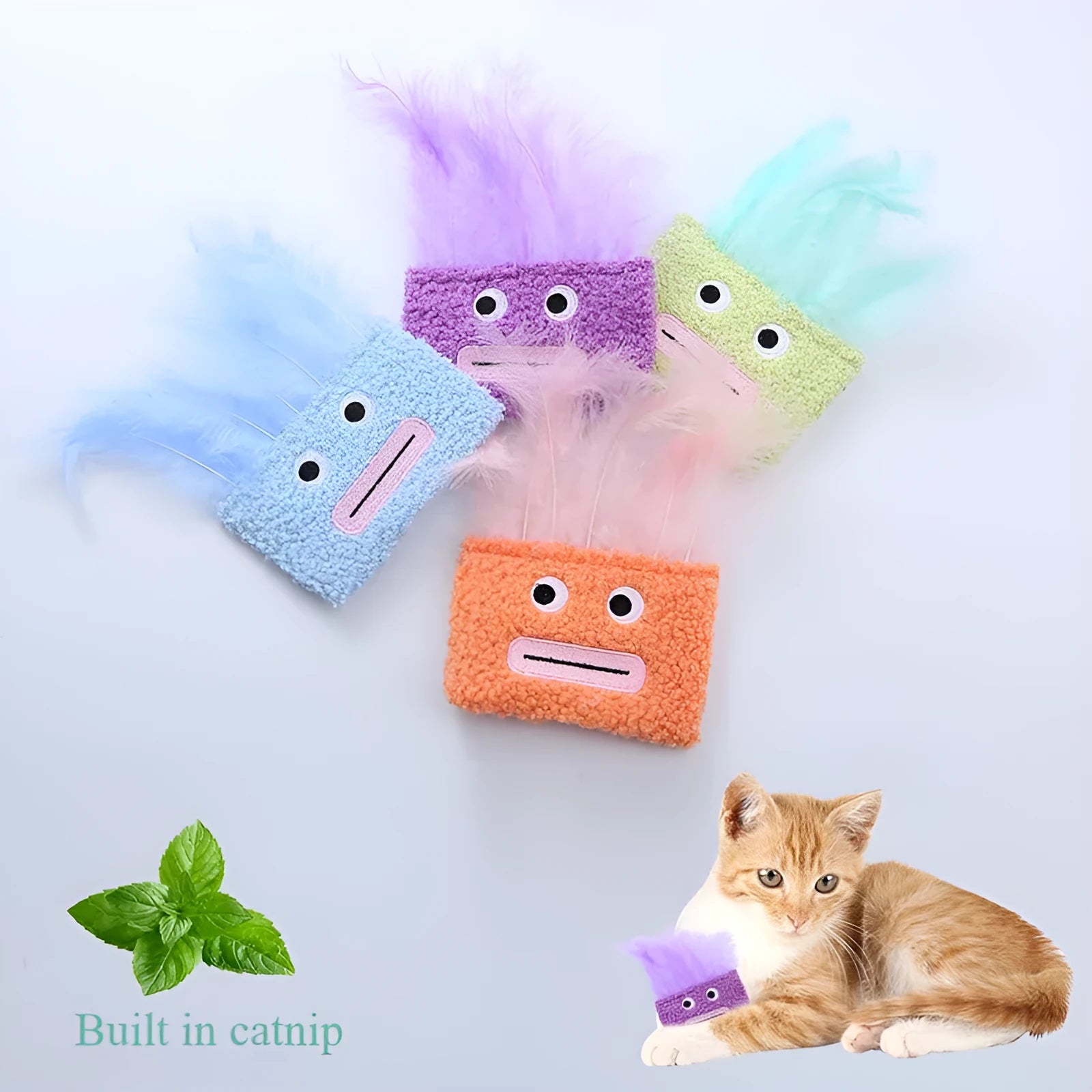 Funny big mouth explosion head shaped catnip plush toy in selected colour