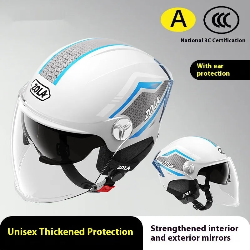 3C-certified ABS plastic motorcycle half helmet shown in a light brown double mirror colour.