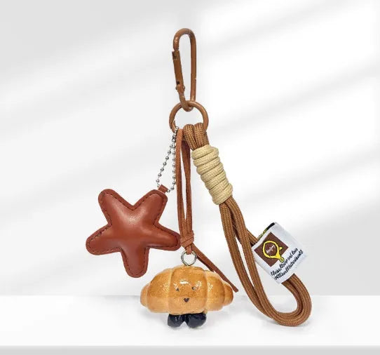 Handmade soda bread handbag charm in creative cartoon style with baking varnish finish