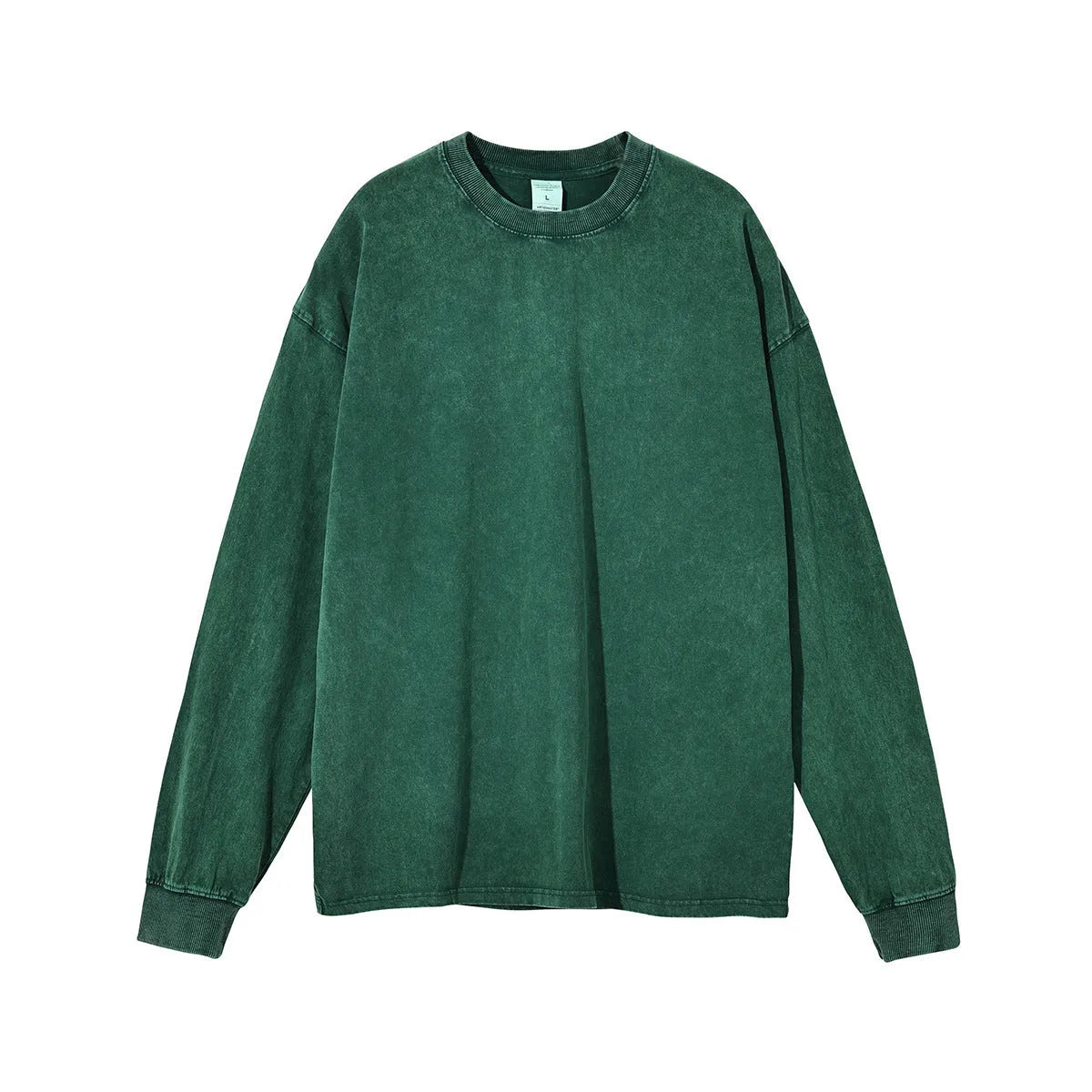 Men's vintage washed batik cotton long sleeve loose pullover tee shirt
