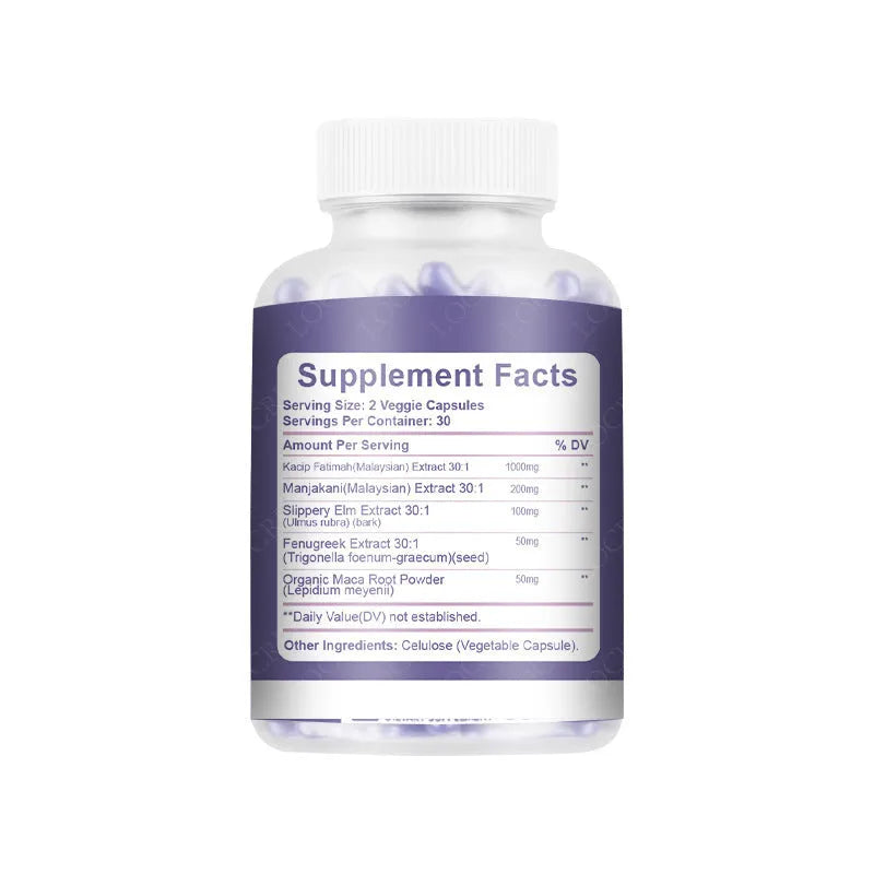 Bottle of 60 vaginal capsules for women's intimate health with plant-based extract formula