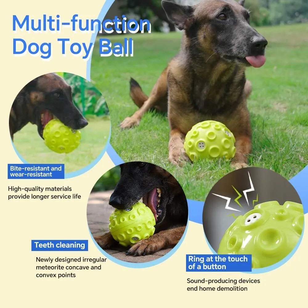 Durable dog chew toy ball with textured surface for teeth cleaning and anxiety relief