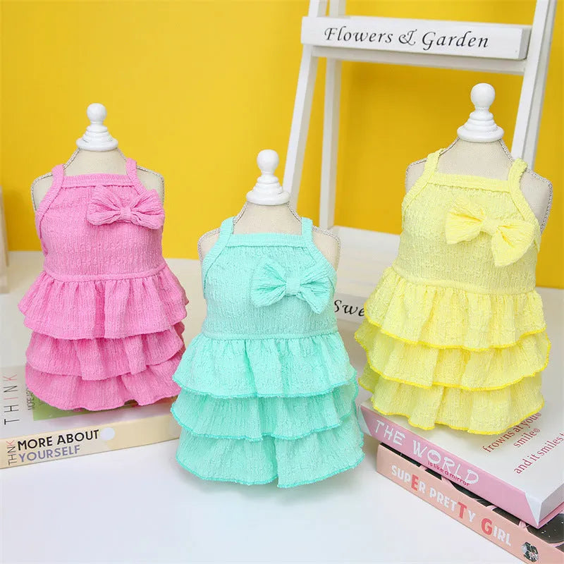 Candy layered skirt princess dress for small dogs in polyester fabric