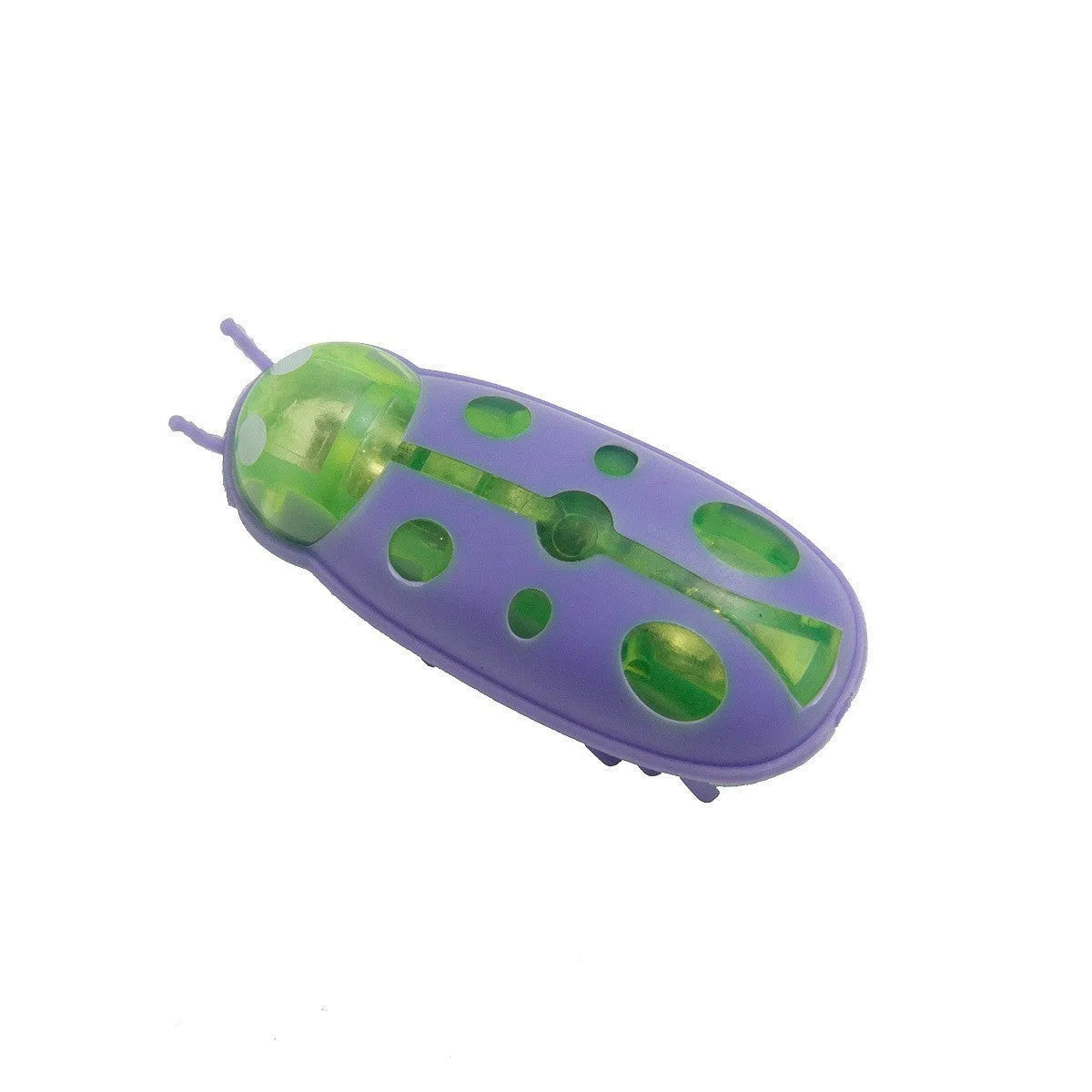 Electric jumping insect cat teaser toy showing miniature plastic construction with nano insect movement mechanism