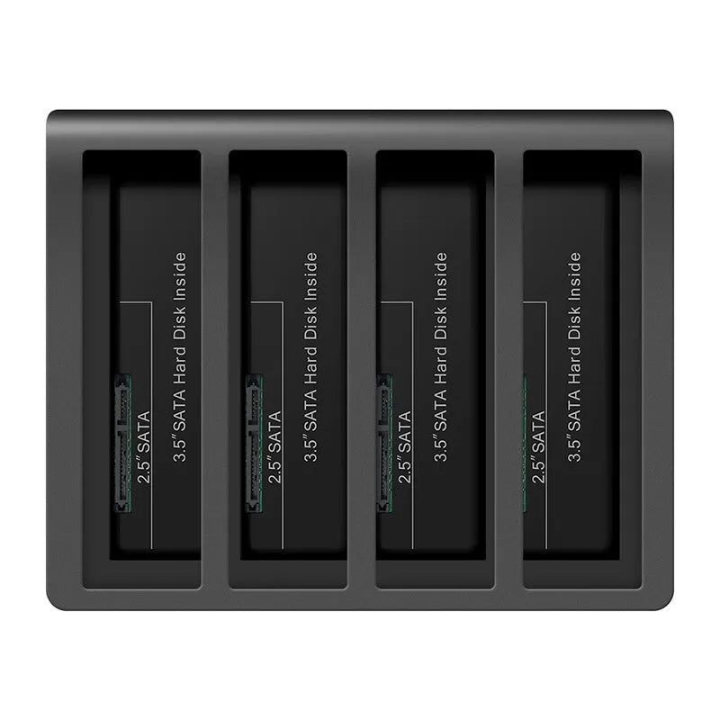 External four-bay hard disk enclosure box for 2.5-inch SATA drives with cables