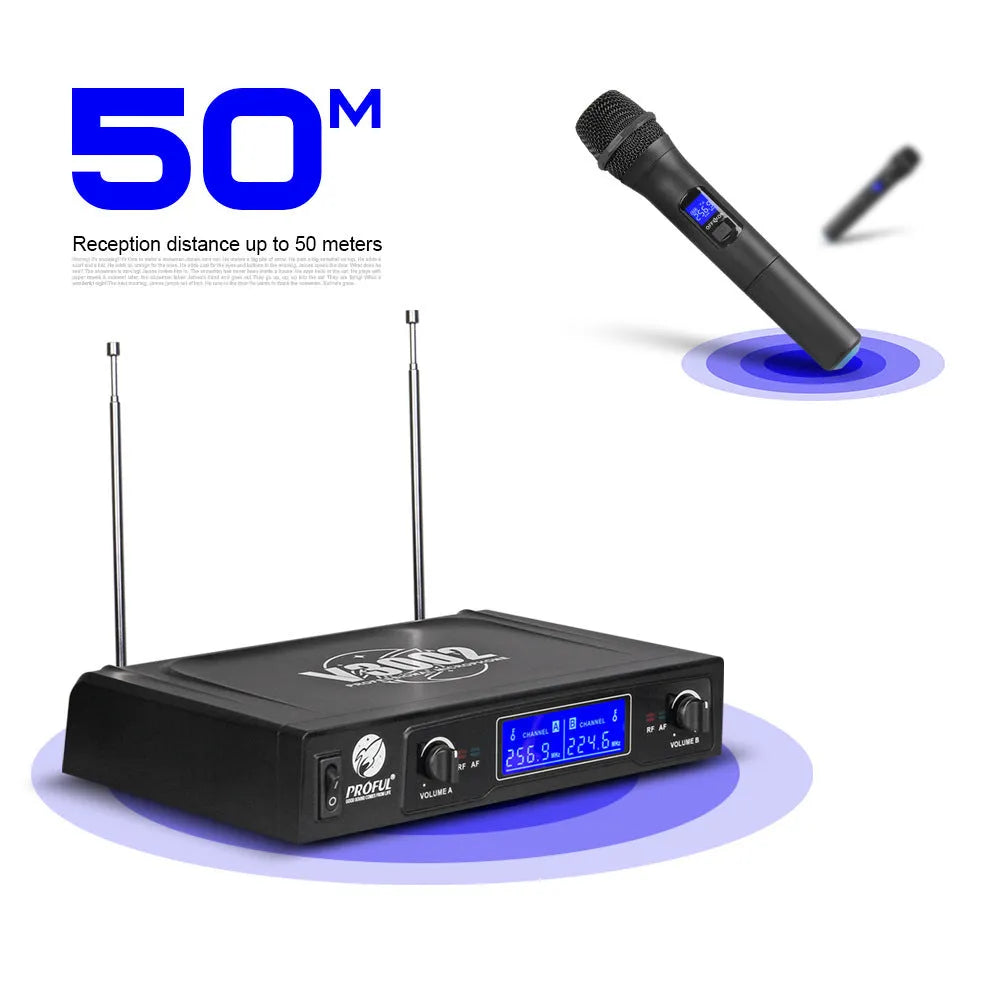 V-3002 wireless handheld microphone twin pack in black with transmitter and cables