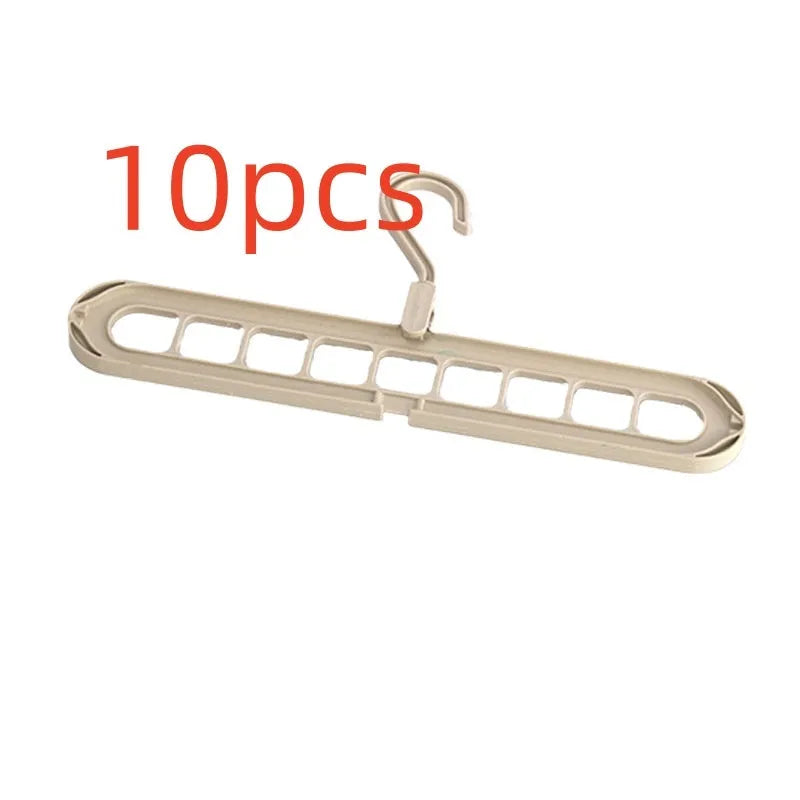 A plastic nine-hole seamless folding hanger for trousers, shown in one of five available colours.