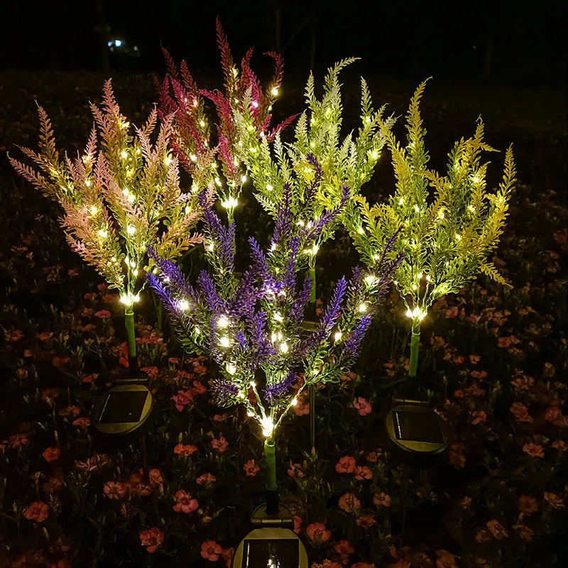 74cm solar LED garden light with flower shape design in lavender colour for outdoor courtyard decoration