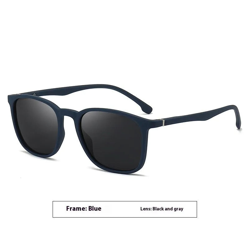 Men's UV400 polarized sunglasses with elastic paint spectacle foot in black frame with dark green lens