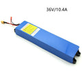 36V lithium battery pack for electric scooter replacement, showing capacity options 6.6Ah 7.8Ah 10.4Ah.
