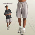 Men's batik washed pure cotton terry shorts in loose fit street style