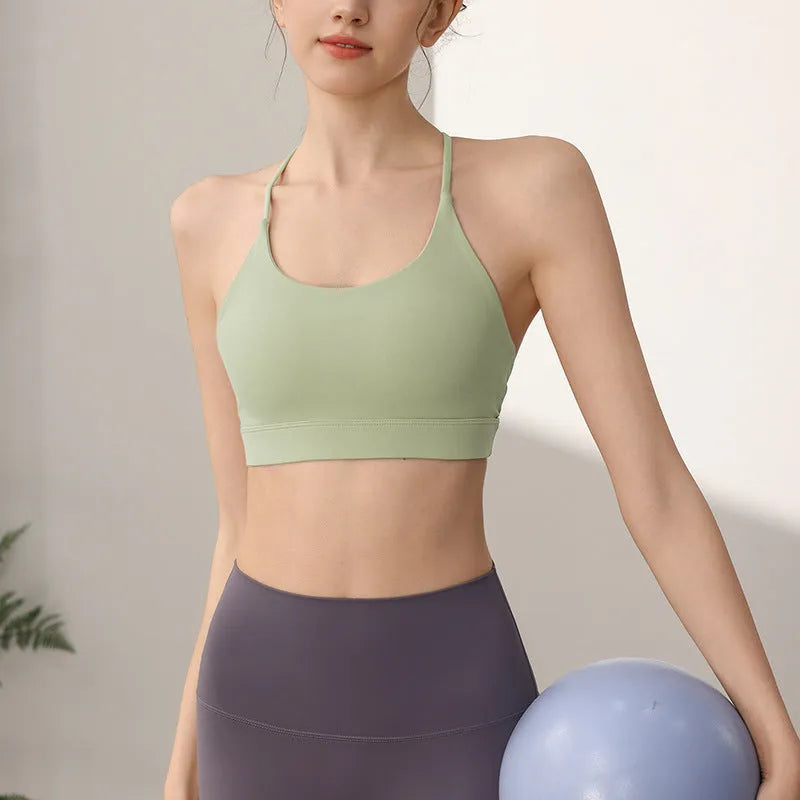 Women's nylon sports vest with fixed double-shoulder straps in Sunshine Desert colour