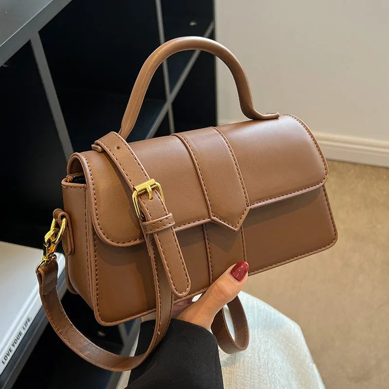 Women's PU messenger bag with file compartment in beige, brown, green, black colours
