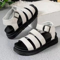 Thick bottom strap buckle sandals in three colour options with rubber soles