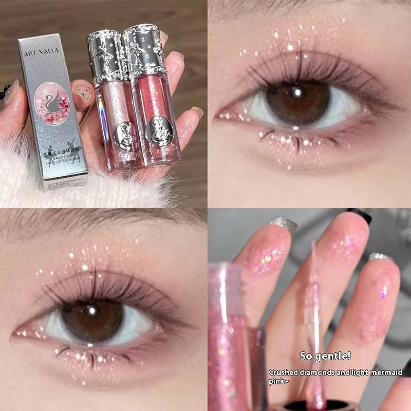 Ballet liquid eye shadow tube showing five colour options for shimmer makeup looks