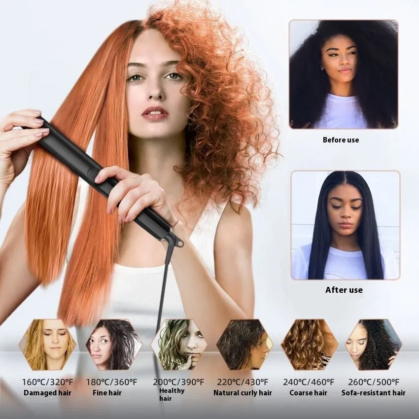 207℃ negative ion hair straightener with temperature display and ceramic plates