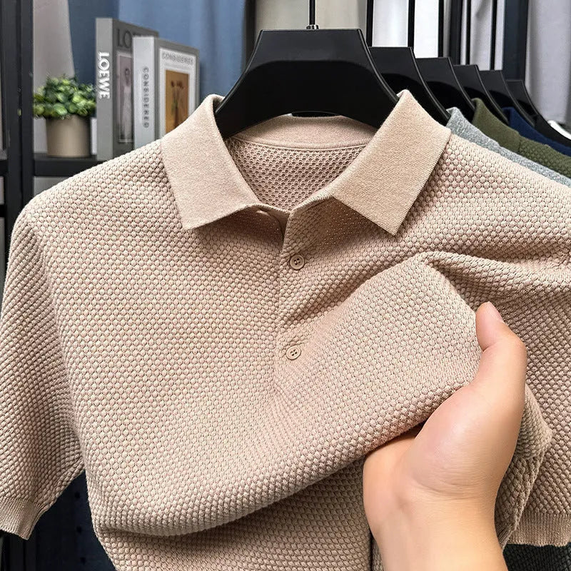 Men's loose fit short sleeve cotton sweater pullover in various colours