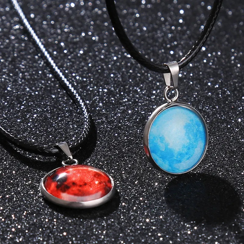Christmas constellation glass pendant necklace with luminous alloy chain in one of ten colour options