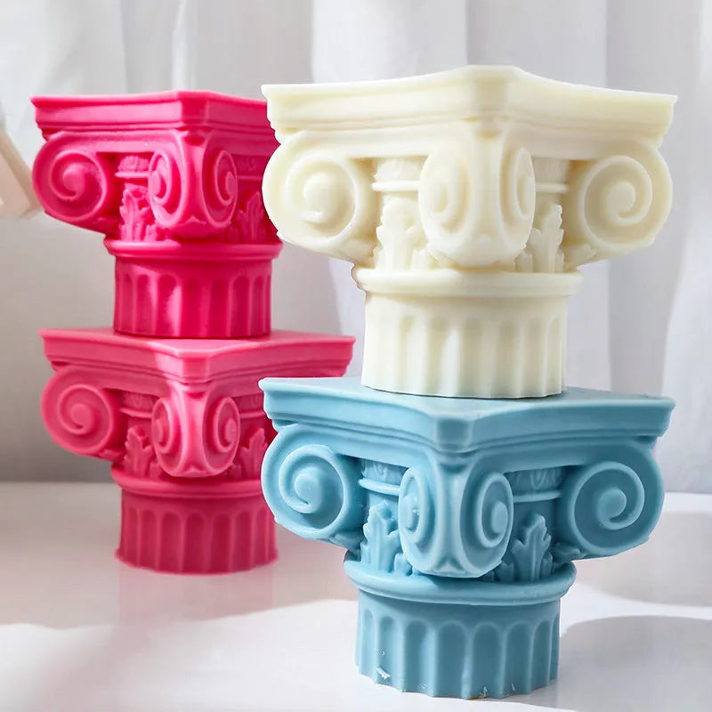 21.5cm tall Roman pillar silicone mould for candles and crafts in modern simplicity style